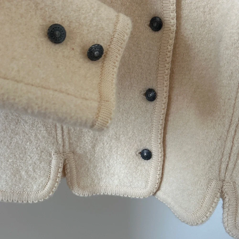 Carroll Reed Vintage 100% Wool Cream Cardigan Sweater - Picture 5 of 10